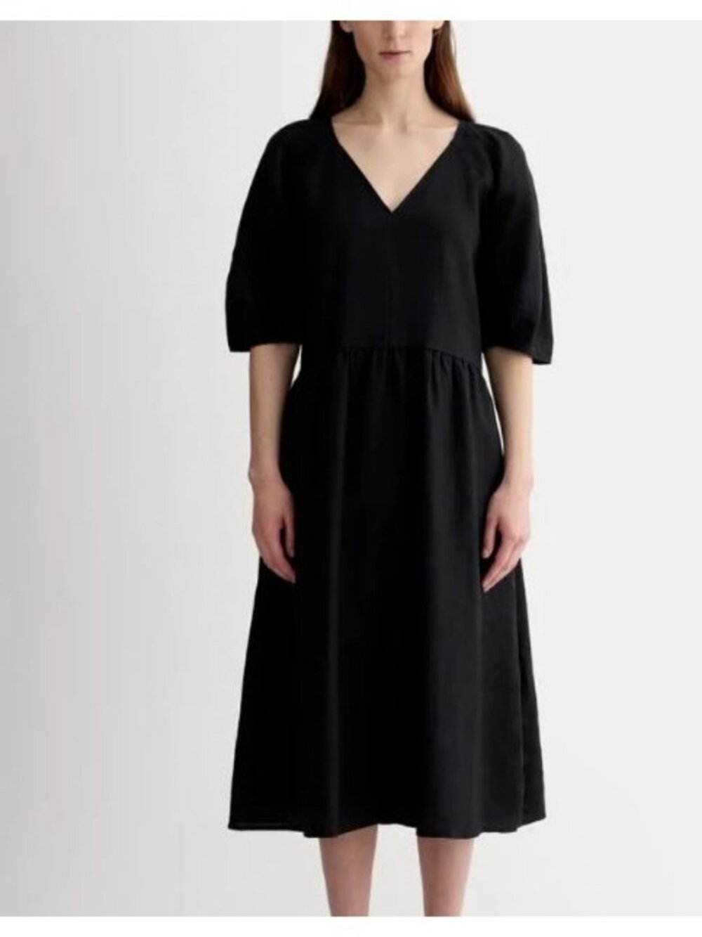 Everlane The Linen Oversized Puff-Sleeve Black Size XS NWT